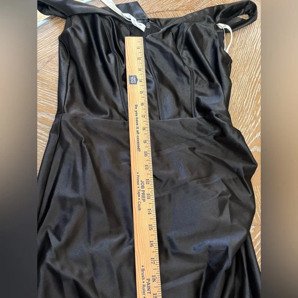GALINA SIGNATURE Sculpting Black‎ Satin Tank Dress STYLE# GS290220 NWT Size 8